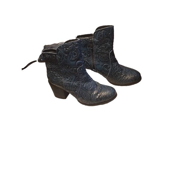 Sterling River Ankle Boots Leather Royal Blue Color Women's Size 7M Zip Sku G115 - Picture 1 of 4